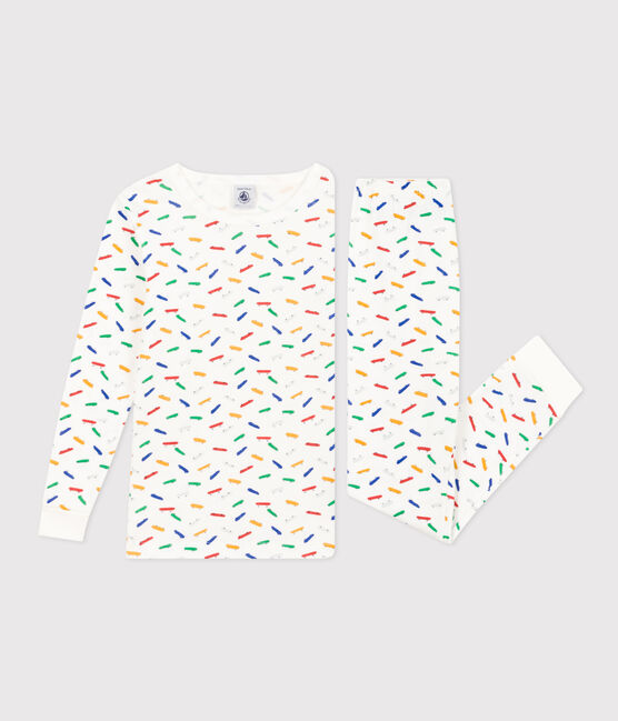 Children's Skateboard Print Fitted Cotton Pyjamas MARSHMALLOW white/MULTICO white