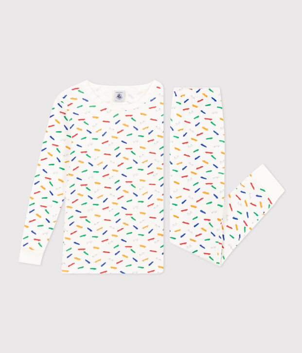 Children's Skateboard Print Fitted Cotton Pyjamas white/multicolor