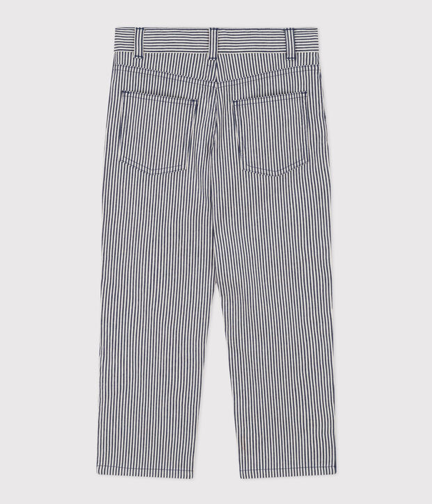 Boys' Stripy Cotton Trousers blue/white