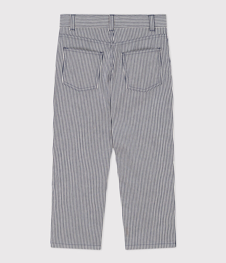 Boys' Stripy Cotton Trousers blue/white