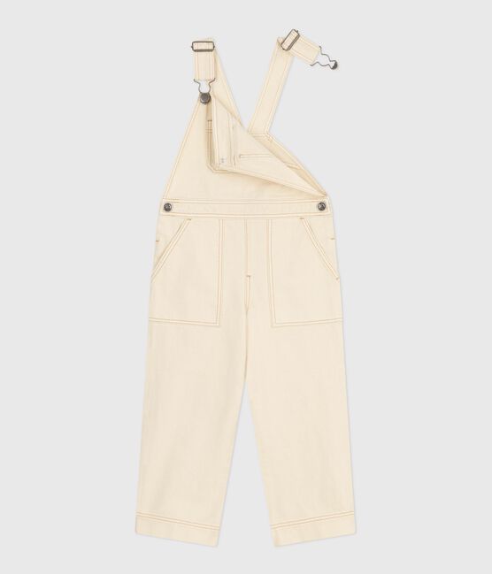 Children's plain denim dungarees MILK Ecru