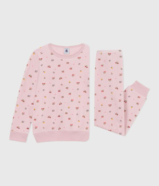 Children's floral print velour pyjamas JOLI pink/MULTICO white