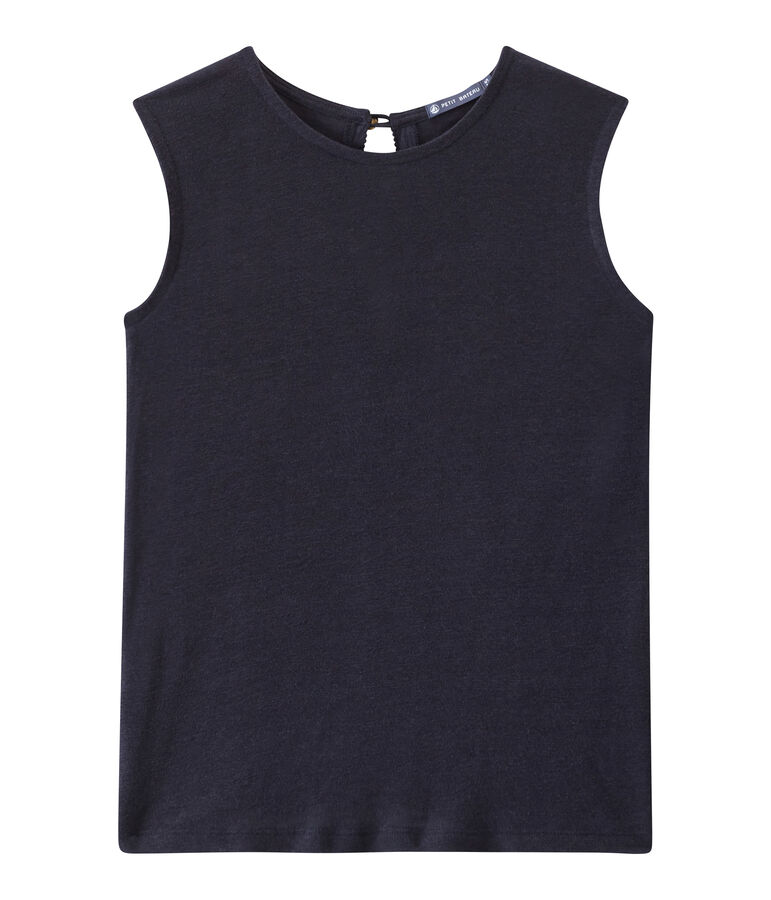 Women's linen sleeveless top blue