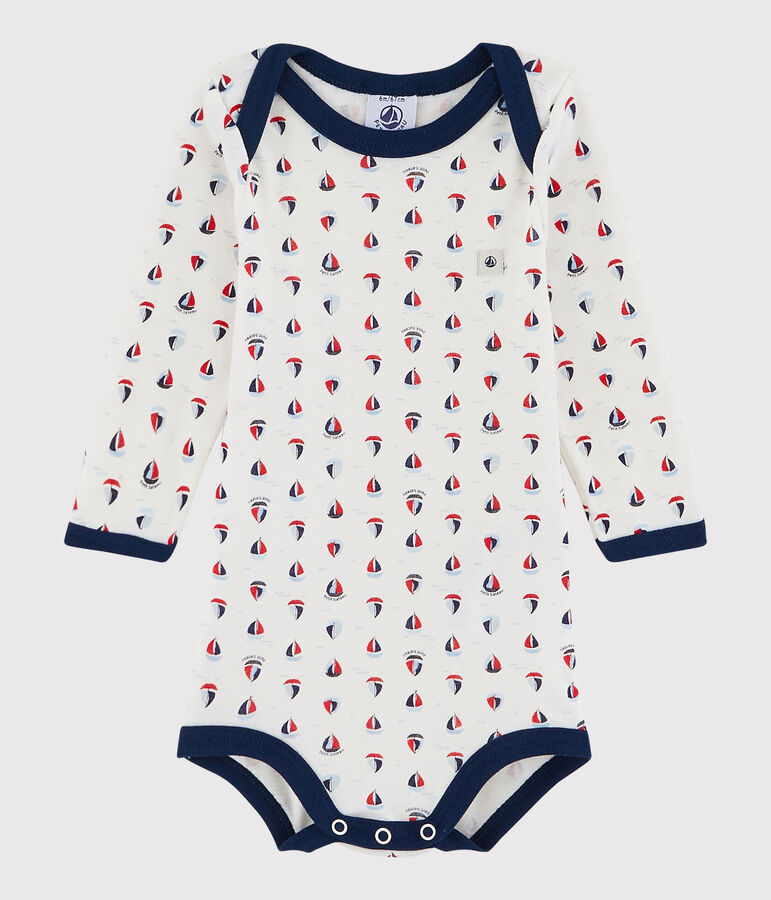 Baby Boys' Long-Sleeved Bodysuit white/blue
