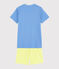 Unisex Blue and Yellow Ribbed Short Pyjamas EDNA blue/MULTICO ecru