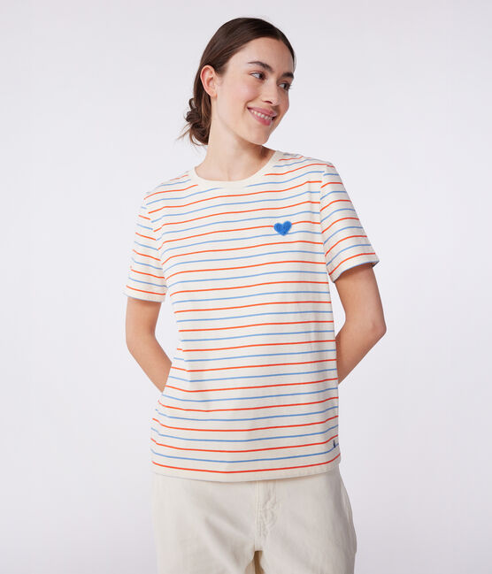 Women's Straight striped cotton T-Shirt AVALANCHE white/MULTICO