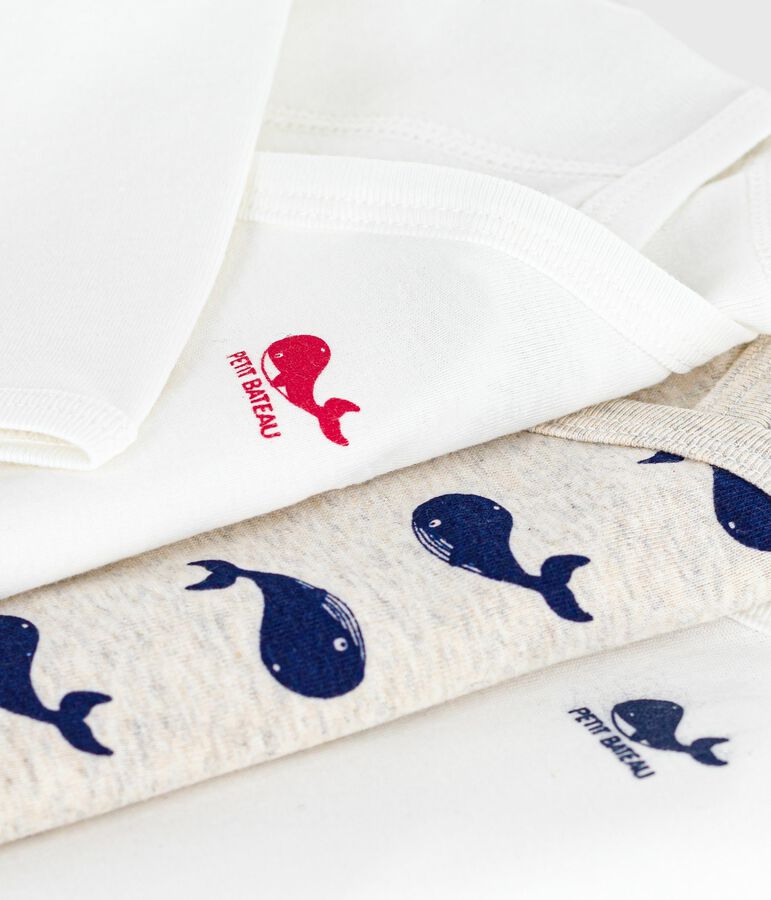 Pack of babies' long-sleeved printed cotton wrapover bodies variante 1