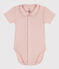 Babies' Short-Sleeved Cotton Bodysuit with Collar SALINE pink