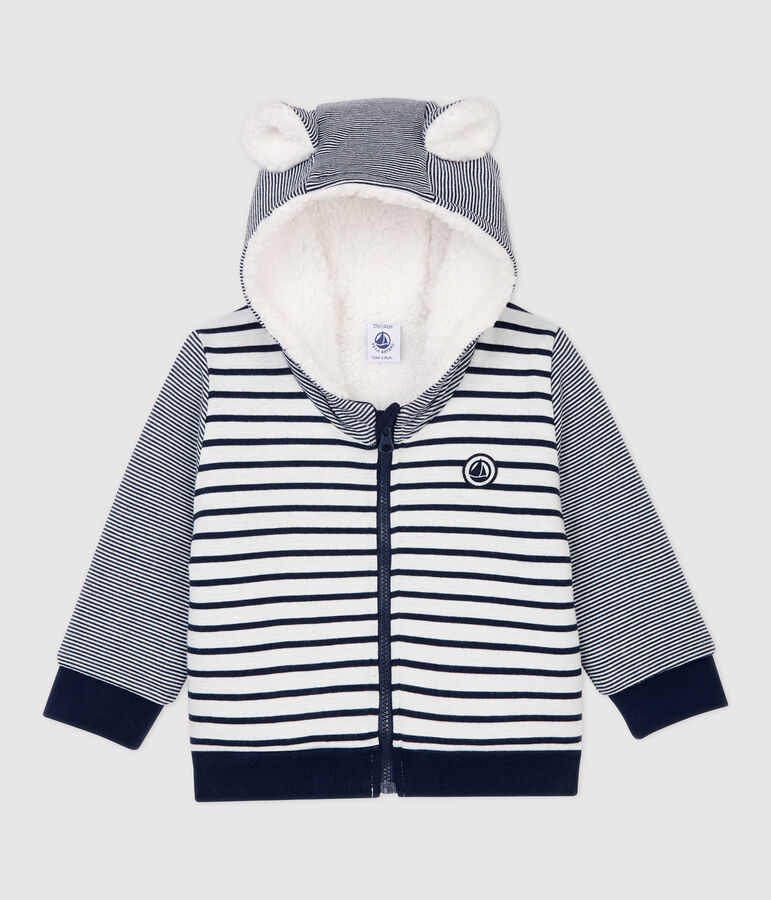 Babies' Sherpa Baseball Jacket white/blue