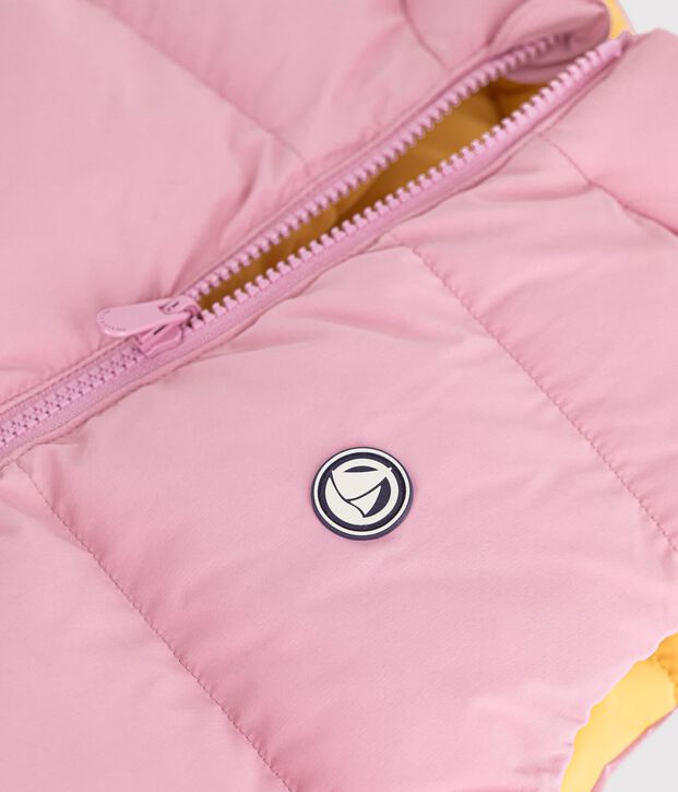 Children's plain, sleeveless puffer jacket pink/yellow