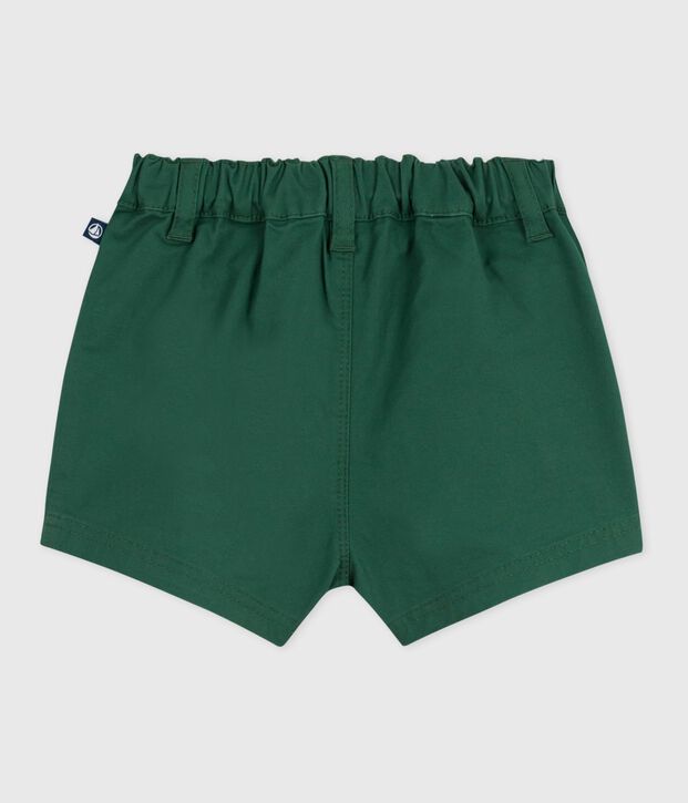 Babies' plain cotton twill shorts green