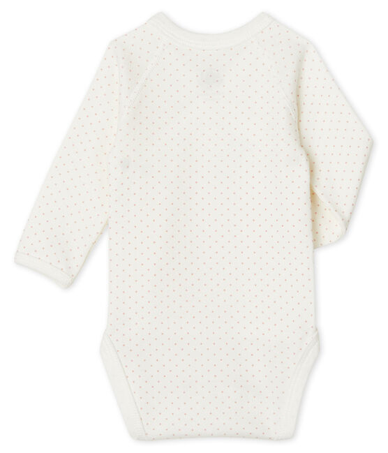 Newborn Babies' Long-Sleeved Bodysuit MARSHMALLOW white/CHARME pink