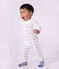 Babies' whale-print velour popper-free pyjamas white/blue