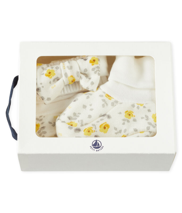 Baby Girls' Headband and Bootees Set in Wool/Cotton multicolor