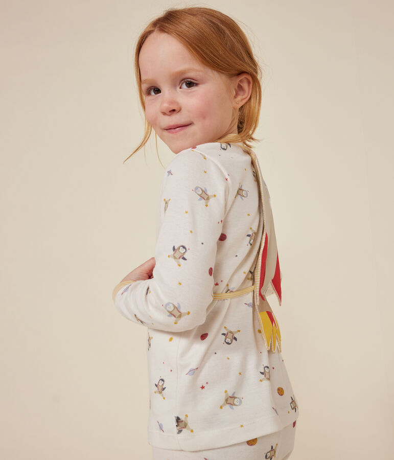 Children's' space fancy dress pyjamas in a cotton print white/multicolor