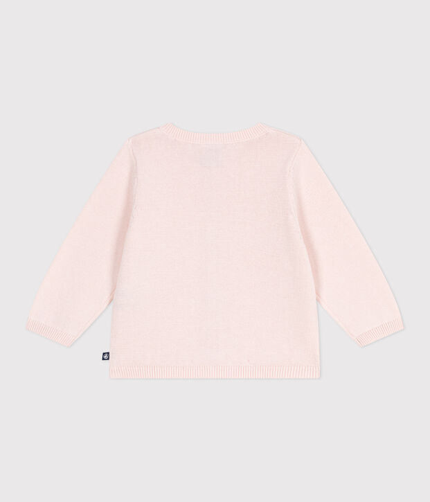 Babies' cotton cardigan in a decorative stitch pink