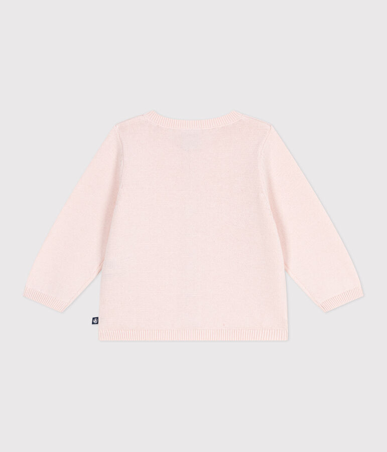 Babies' cotton cardigan in a decorative stitch FLEUR pink