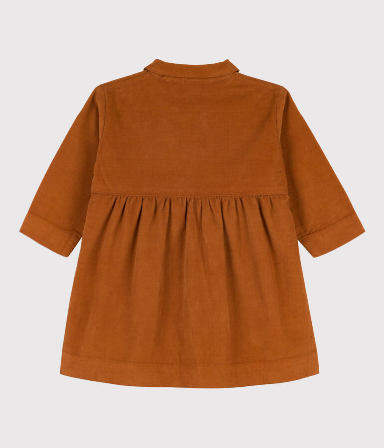 Babies' Long-Sleeved Fine Velour Dress brown
