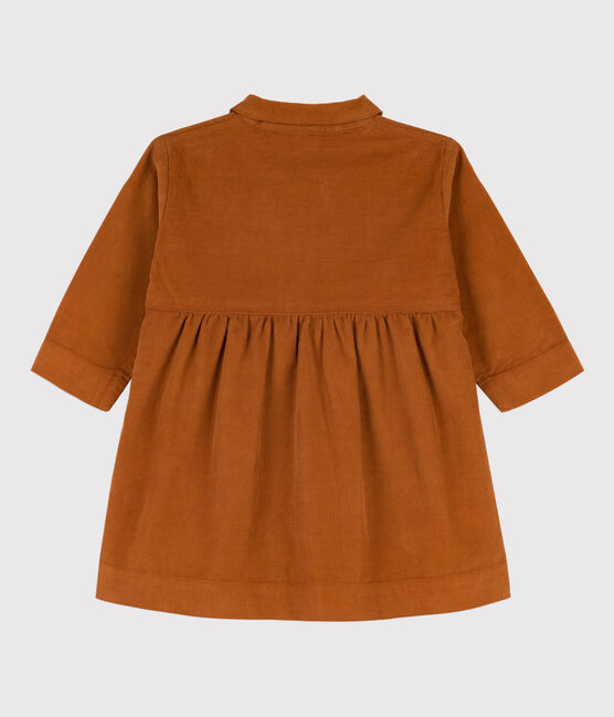 Babies' Long-Sleeved Fine Velour Dress ECUREUIL brown