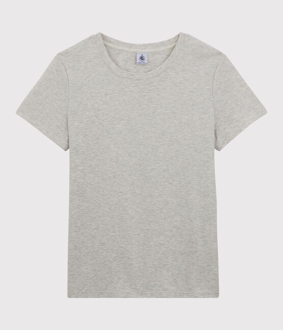 Women's Straight Fit Organic Cotton Round Neck T-Shirt BELUGA CHINE grey