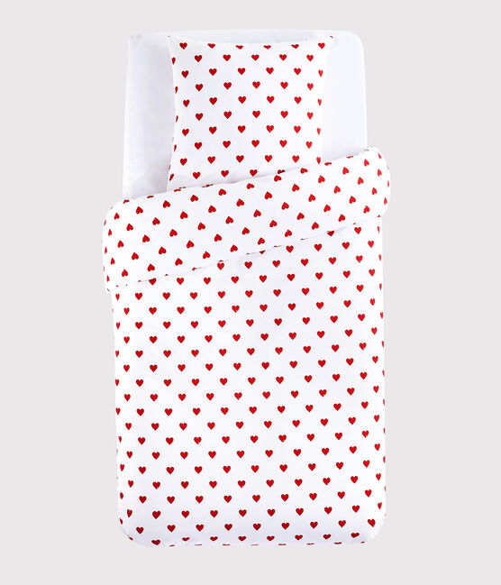 Red Heart Poplin Bed Linen MARSHMALLOW white/TERKUIT red