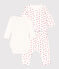 Babies' Small Heart Patterned Fleece Outfit MARSHMALLOW white/TERKUIT red