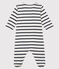 Babies' Striped Ribbed Sleepsuit MARSHMALLOW white/SMOKING blue