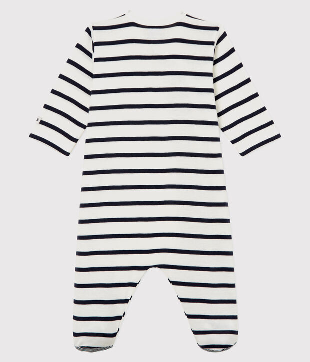 Babies' Striped Ribbed Sleepsuit white/blue