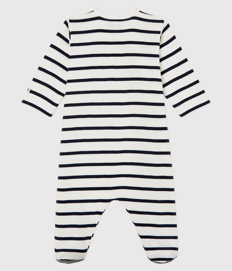 Babies' Striped Ribbed Sleepsuit white/blue