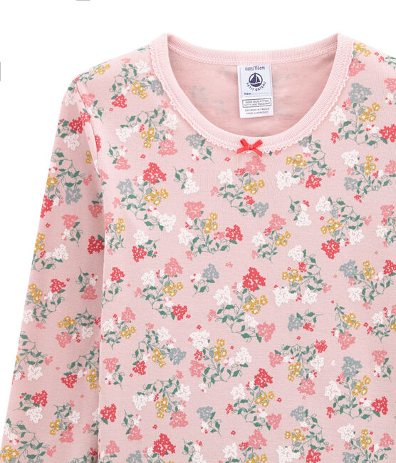 Little girl's fitted pyjamas. JOLI pink/MULTICO white