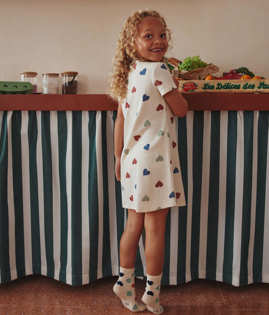 Children's Heart Motif Cotton Nightdress AVALANCHE white/MULTICO