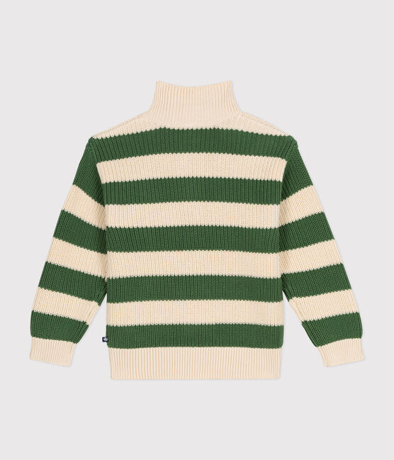 Boy's cotton shawl-neck jumper PALMERAIE green/AVALANCHE