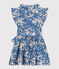 Girls' Sleeveless Printed Poplin Dress BEACH blue/MULTICO