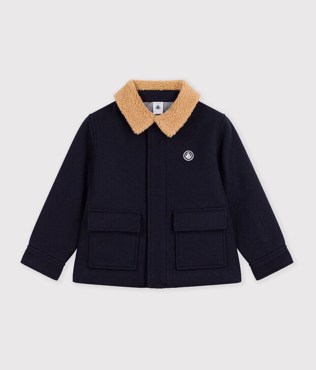 Children's pea coat-style jacket in plain woollen broadcloth SMOKING
