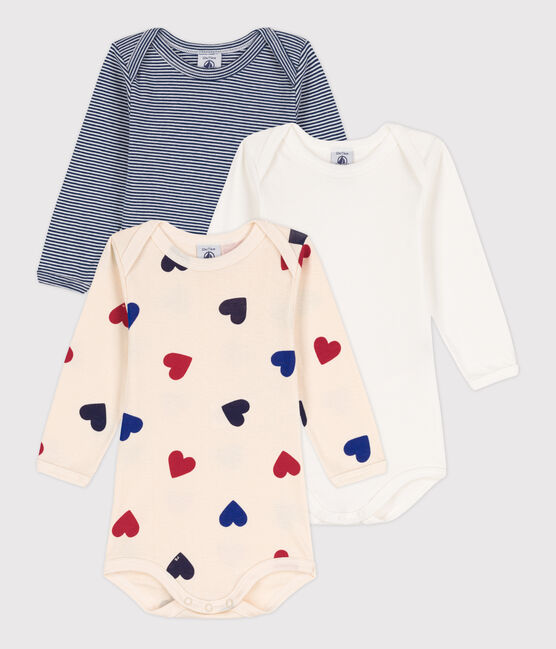 Babies' Heart Patterned Long-Sleeved Cotton Bodysuits - 3-Pack variante 1