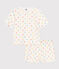 Women's short heart print cotton pyjamas MARSHMALLOW white/MULTICO white