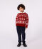 Children's patterned wool and cotton jumper AMARANTE red/AVALANCHE