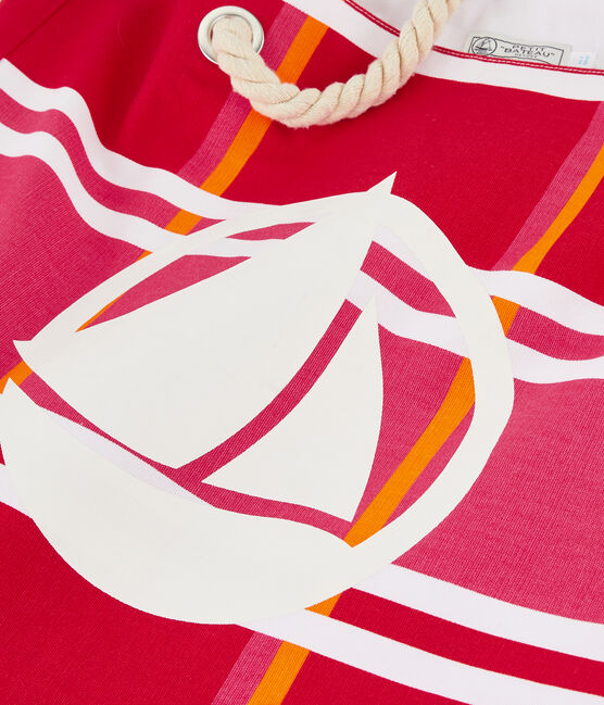 Beach bag GEISHA pink/MULTICO white