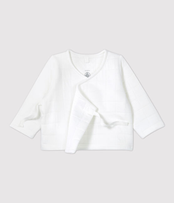 Babies' Organic Cotton Quilted Cardigan MARSHMALLOW white