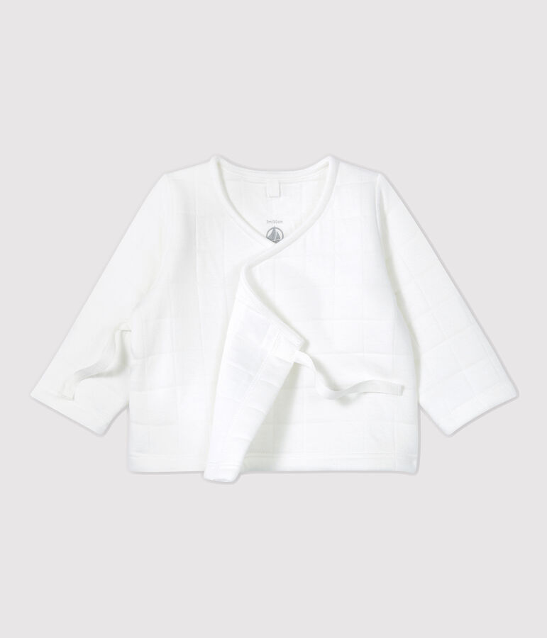 Babies' Organic Cotton Quilted Cardigan white