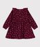 Girls' long-sleeved dress in floral velour red/multicolor