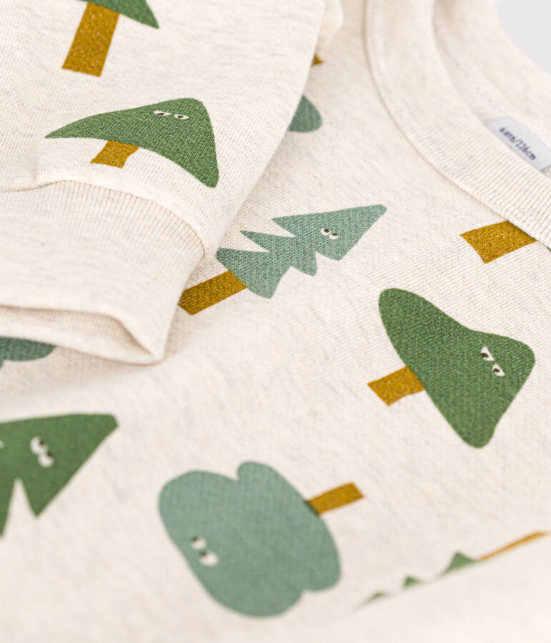 Boys' fleece sweatshirt beige/multicolor