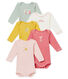 Set of 5 baby girl's long sleeved bodies