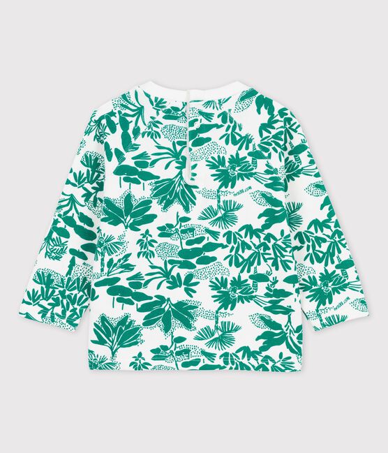 Babies' Plant Print Fleece Sweatshirt MARSHMALLOW white/GAZON green