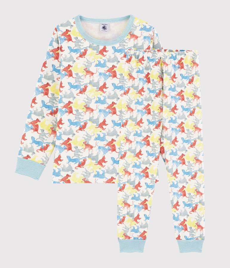 Boys' Cat Print Fleece Pyjamas white/multicolor
