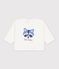 Babies' long-sleeved plain cotton T-shirt with a motif MILK