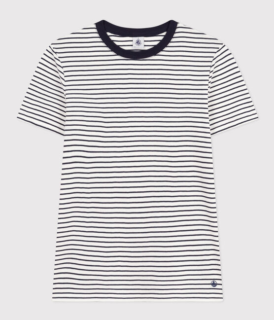 Women's Iconic Striped Cotton T-Shirt MARSHMALLOW white/SMOKING blue