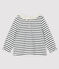 Baby girl's long-sleeved blouse MARSHMALLOW white/SMOKING blue