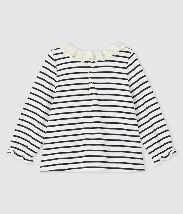 Baby girl's long-sleeved blouse white/blue