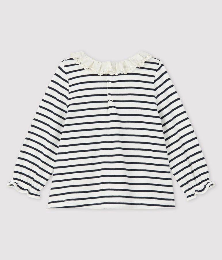 Baby girl's long-sleeved blouse white/blue
